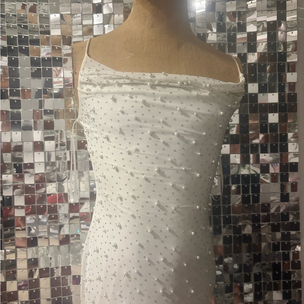 Windsor White Mini Dress with Silver Accents